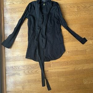 Gorgeous Ter Et Bantine sheer black blouse size 42 never worn with tie in front